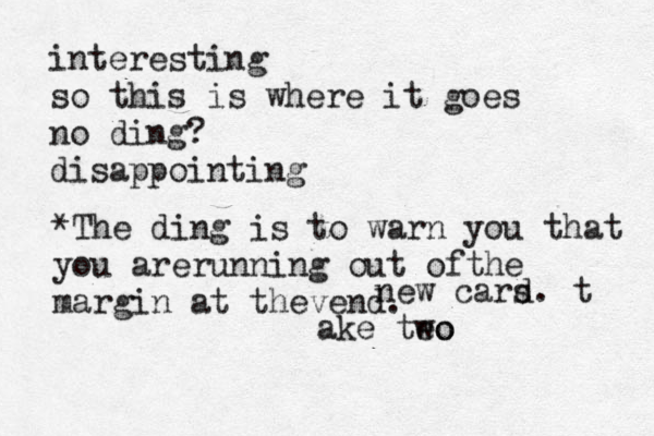 new cars d. t ake teo wo interesting so this is where it goes no ding? disappointing *The ding is to warn you that you arerunning out ofthe margin at thevend. 