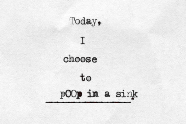 Today, I choose to _______________. pOOp in a sink