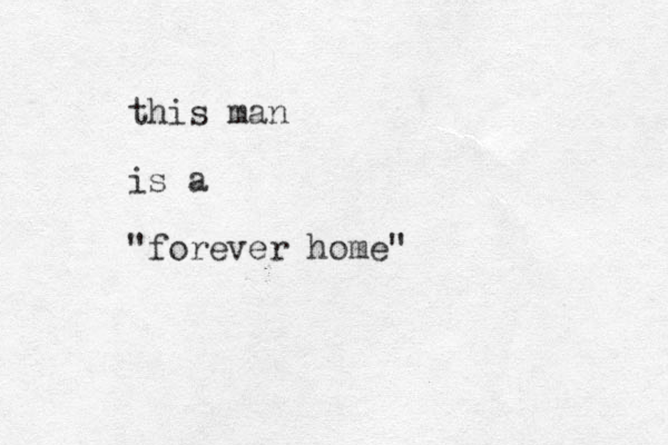 this man is a "forever home"