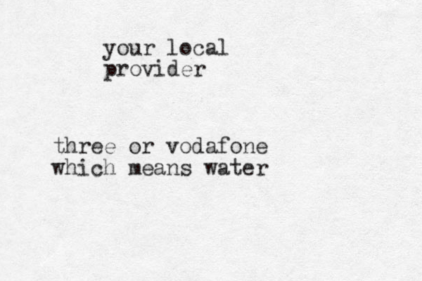 your local provider three or vodafone which means water