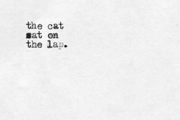 the cat sat on the lap. 