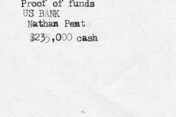 Proof of funds US BANK Nathan Pentz $235,000 cash 