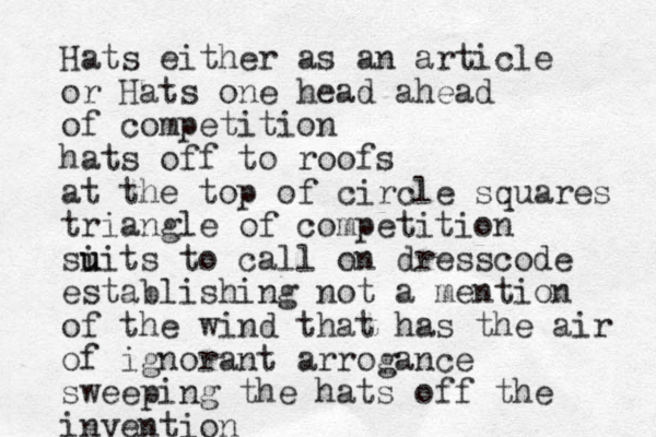 Hats either as an article or Hats one head ahead of competition hats off to roofs at the top of circle squares triangle of competition si u uits to call on dresscode establishing not a mention of the wind that has the air of ignorant arrogance sweeping the hats off the invention