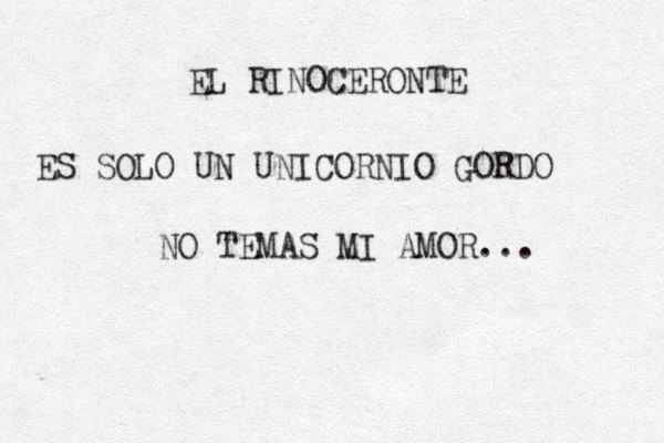 EL RINOCERONTE ES SOLO UN UNICORNIO GORDO NO TEMAS MI AMOR...