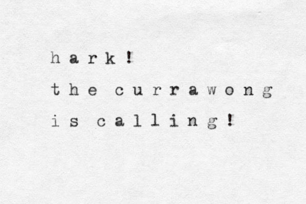 h a r k ! t h e c u r r a w o n g i s c a l l i n g !