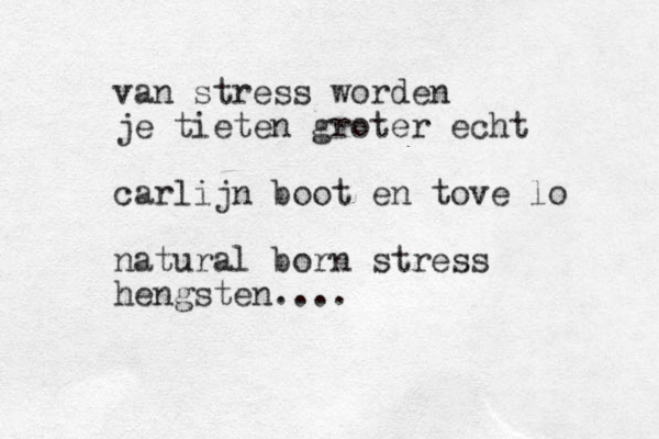 van stress worden je tieten groter echt carlijn boot en tove lo natural born stress hengsten....