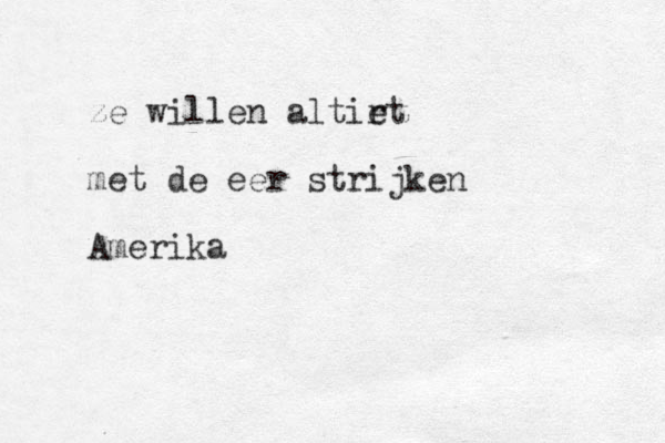 ze willen altir et met de eer strijken Amerika