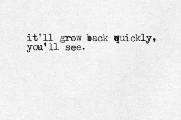 it'll grow back w q quickly, you'll see.