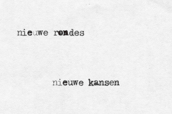 nieuwe rondes nieuwe kansen
