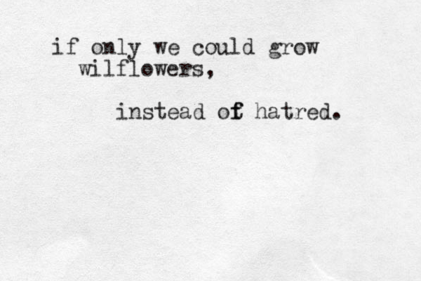 if only we could grow wilflowers, instead ot f f hatred. 
