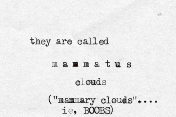 they are called m a m m a t u s clouds ("mammary clouds" .... ie, BOOBS)