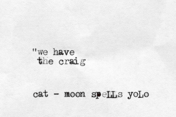 we have " the craig cat - moon speLLs yoLo