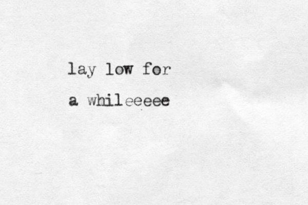 lay low for a while eeee 