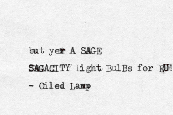 but yer A SAGE SAGACITY light BulBs for EU! - Oiled Lamp 