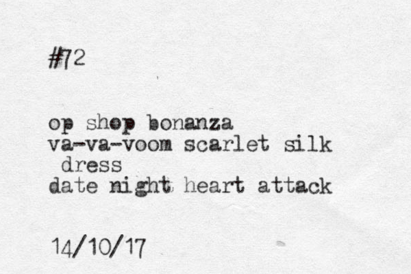 #72 op shop bonanza va-va-voom scarlet silk dress date night heart attack 14/10/17