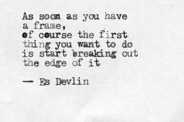 Cat purrs. Hubby snores. Married bliss. #sourlyyours something lokr i e e e e olive gre e en & burgub n n ndy red yay!! nextpainting coming soon xoxo As soon as you have a frame, of course the first thing you want to do is start breaking out the edge of it -- Es Devlin