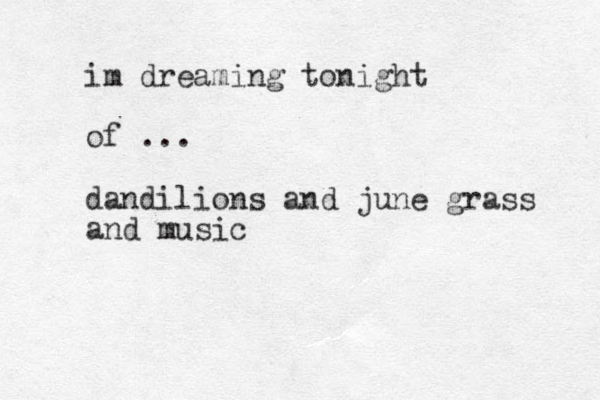 im dreaming tonight of ... dandilions and june grass and music 