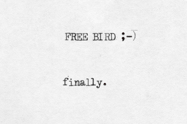FREE BIRD ;-) finally.