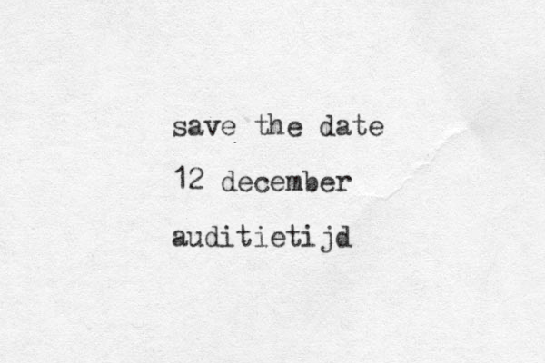 save the date 12 december auditietijd