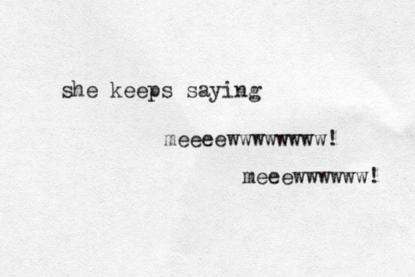 she keeps saying meeeewwwwwwww! meeewwwwww! 