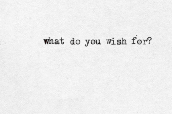 what do you wish for? 