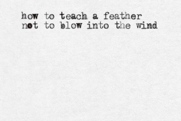 how to teach a feather not to blow into the wind 