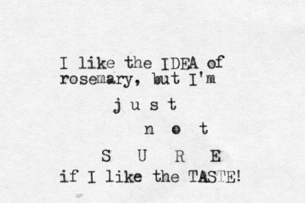 I like the IDEA of rosemary, but I'm j u s t n o t S U R E if I like the TASTE! 