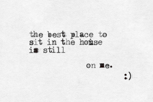 the best place to sit in the hoi u use is still on me. :) 