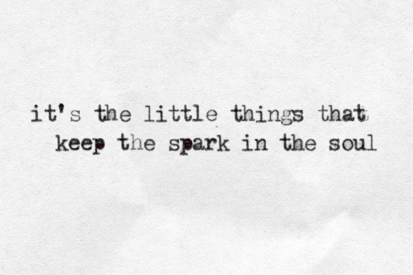 it's the little things that keep the spark in the soul 