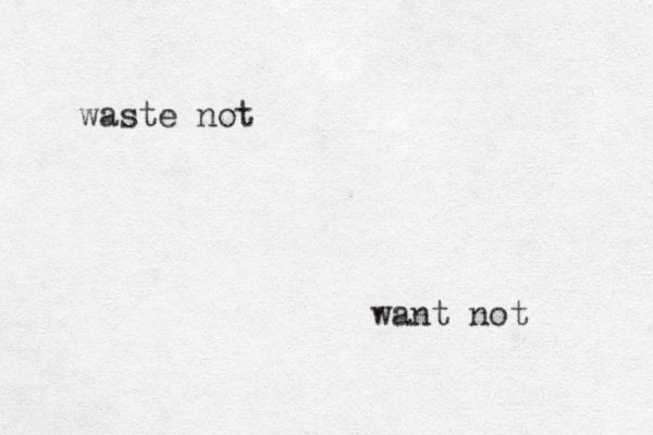 waste not want not