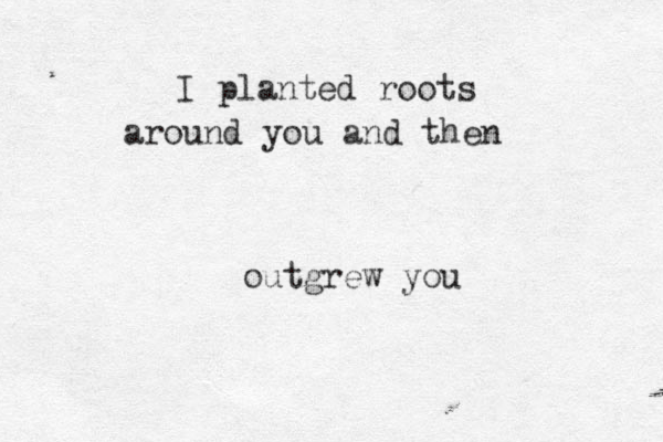 I planted roots around you and then outgrew you