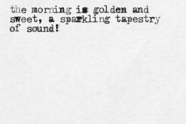 the morning is golden and sweet, a sparkling tapestry of sound! 