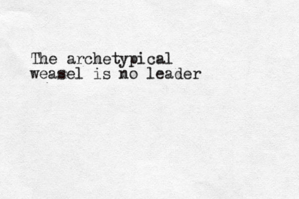 The archetypical weasel is no leader