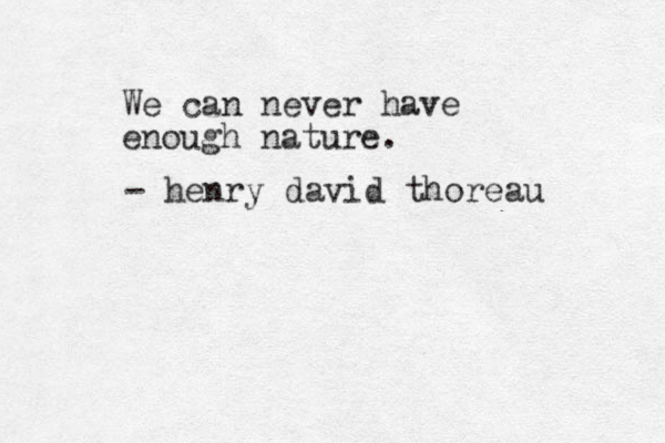 We can never have enough nature. - henry david thoreau 