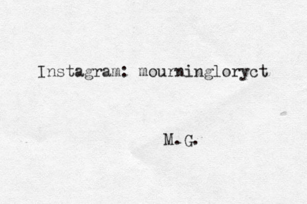 Instagram: mourningloryct M.G.