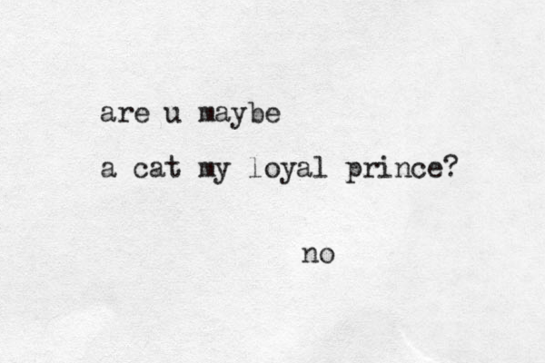 are u maybe a cat my loyal prince? no