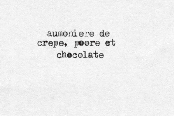 aumoniere de crepe , poore et chocolate