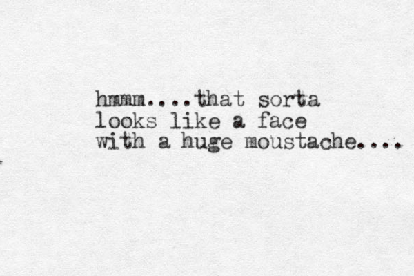 hmmm....that sorta looks like a face with a huge moustache.... 