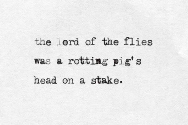 the lord of the flies was a rotting pig's head on a stake.