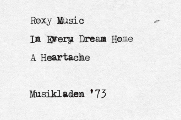 Roxy Music In Everu y Dream Home A Heartache Musikladen '73
