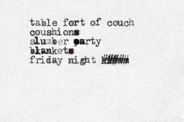 table fort of couch coushions slumber om o o party bk l lankets friday night kim # '# 'mm ####