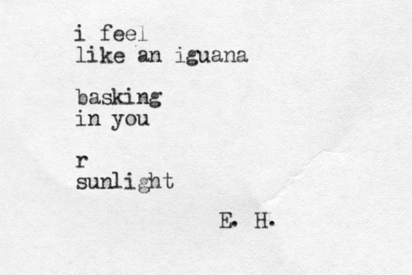 i feel like an iguana basking in you r sunlight E. H.
