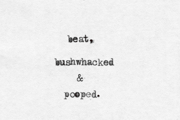beat, bushwhacked & pooped. 