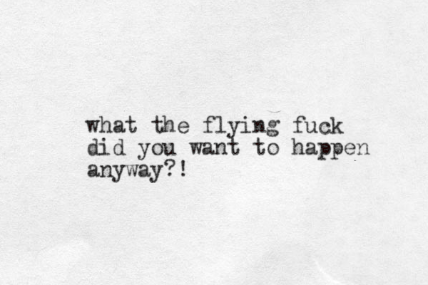 what the flying fuck did you want to happen anyway?!