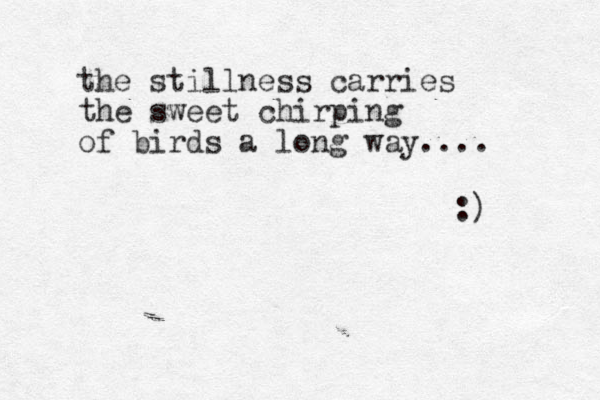 the stillness carries the sweet chirping of birds a long way.... :) 