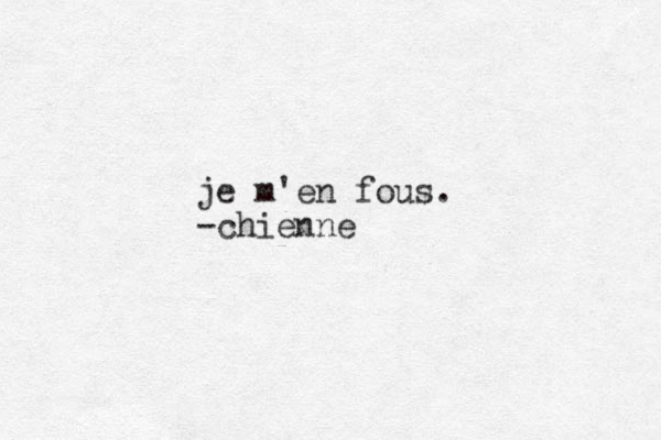 je m'en fous. -chienne