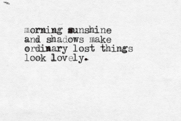 morning sunshine and shadows make ordinary lost things look lovely.