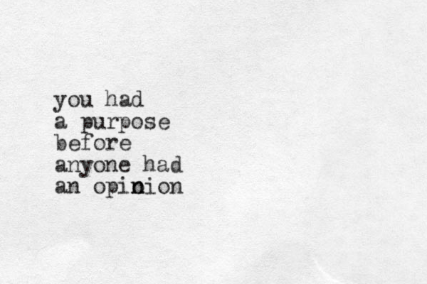 you had a purpose before anyone had an opio nion n 