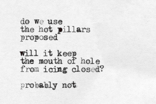 do we use the hot pillars proposed will it keep the mouth of hole from icing closed? probably not