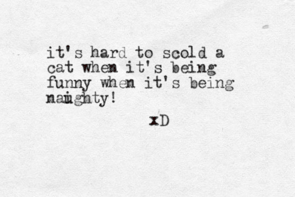 it's hard to scold a cat when it's being funny when it's being naighty! u xD